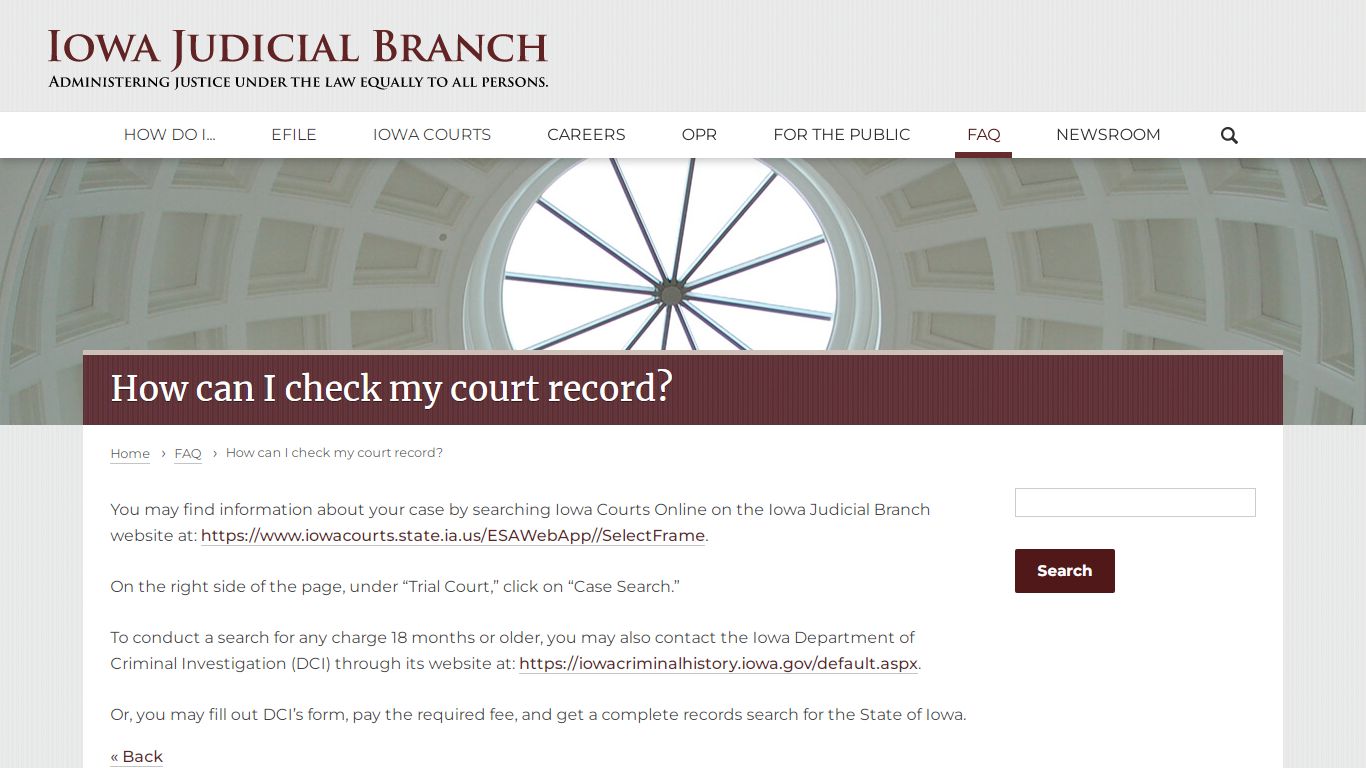 How can I check my court record? | FAQ | Iowa Judicial Branch